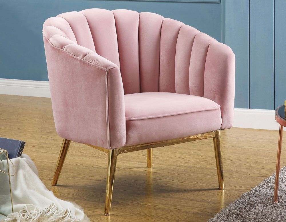 Coral Accent Chair Pink Velvet