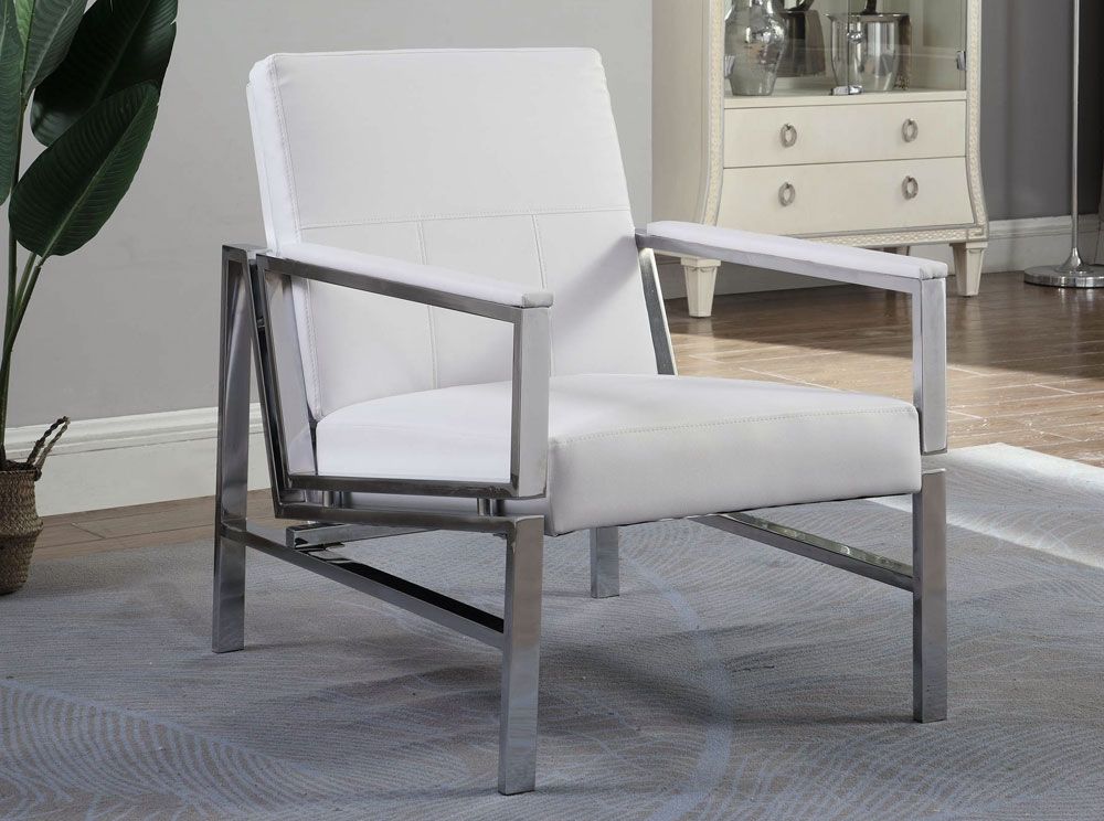 White leather accent chair store modern