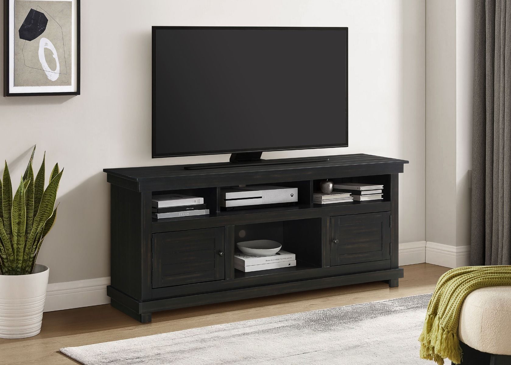 Corry 70-inch TV Stand Distressed Java Finish