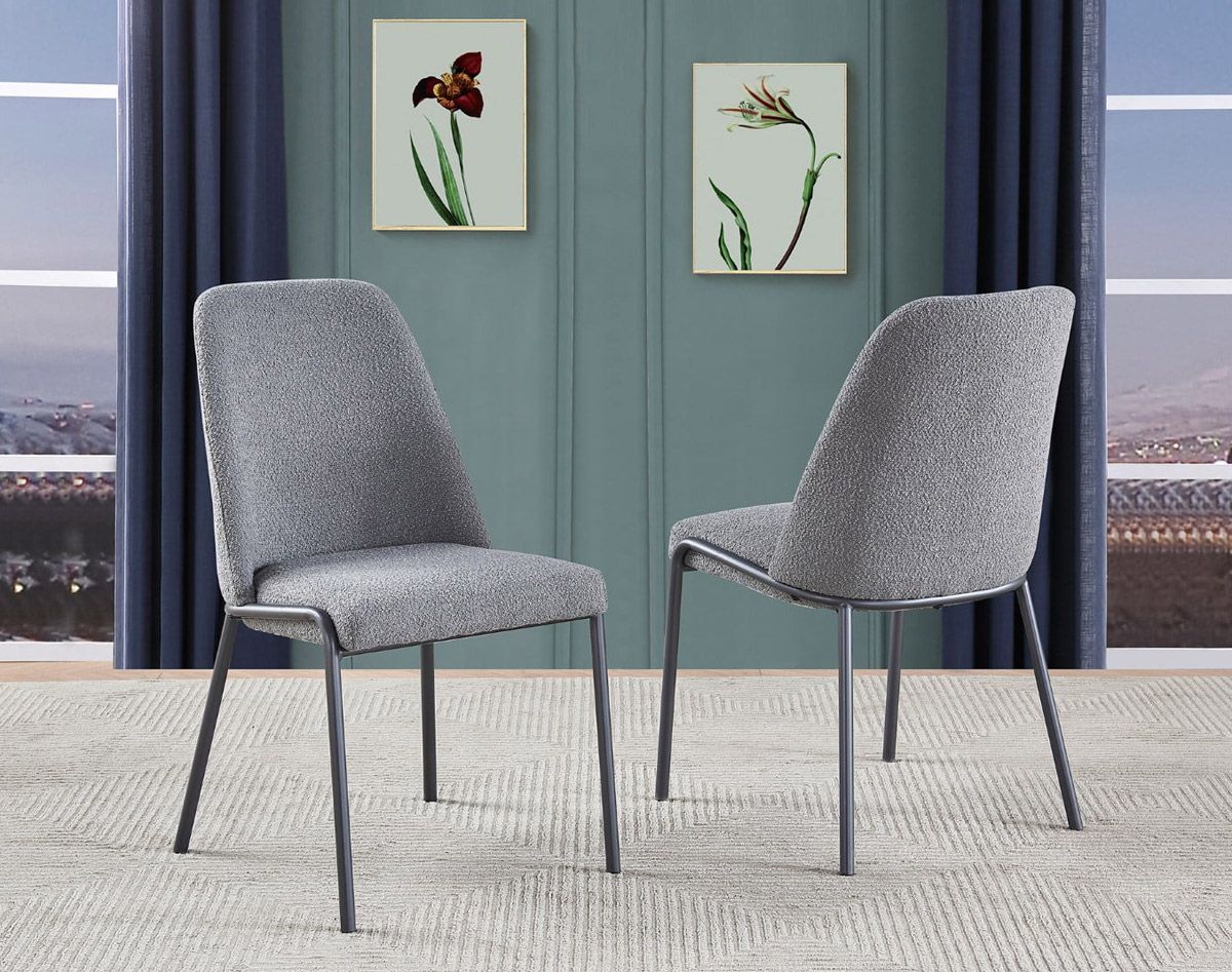 Cortez Grey Boucle Dining Chairs