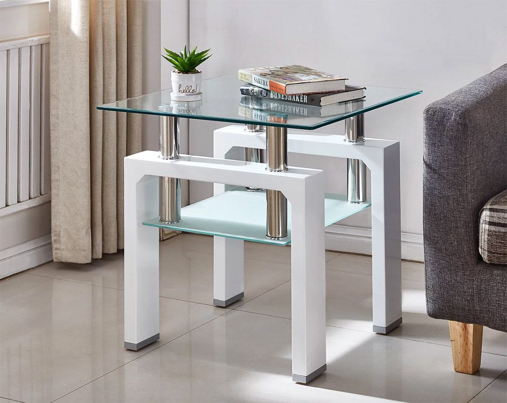 Camila White Lacquer End Table