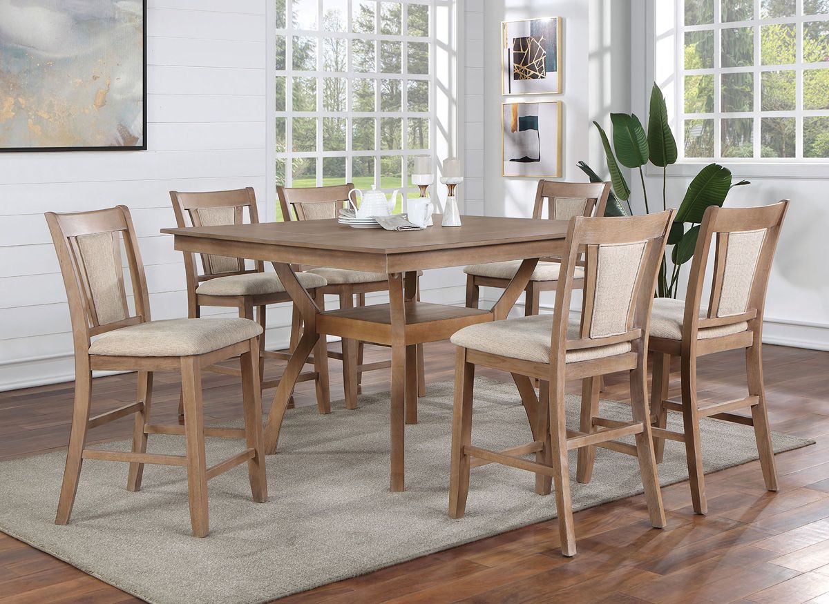 Cotette Natural Finish Counter Height Table Set