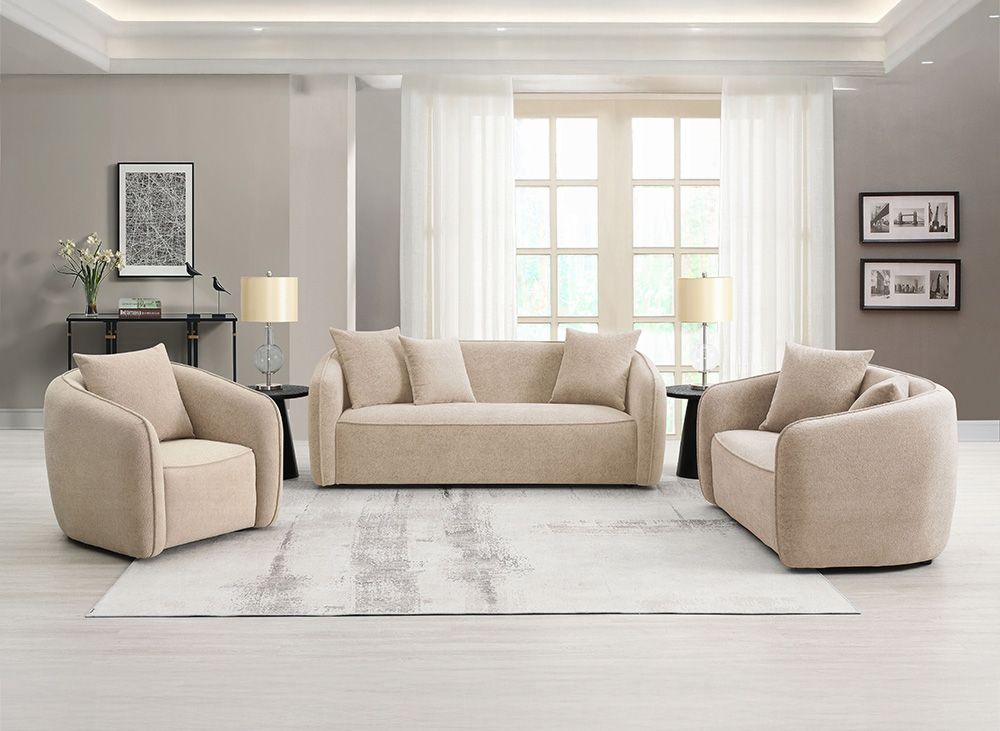 Cremona Modern Sofa Set Beige Chenille