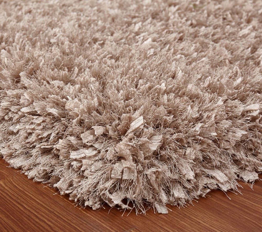 Crystal Shag Beige Area Rug Closeup