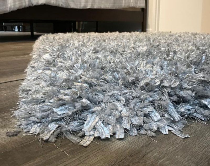 Crystal Shag Silver Rug Closeup