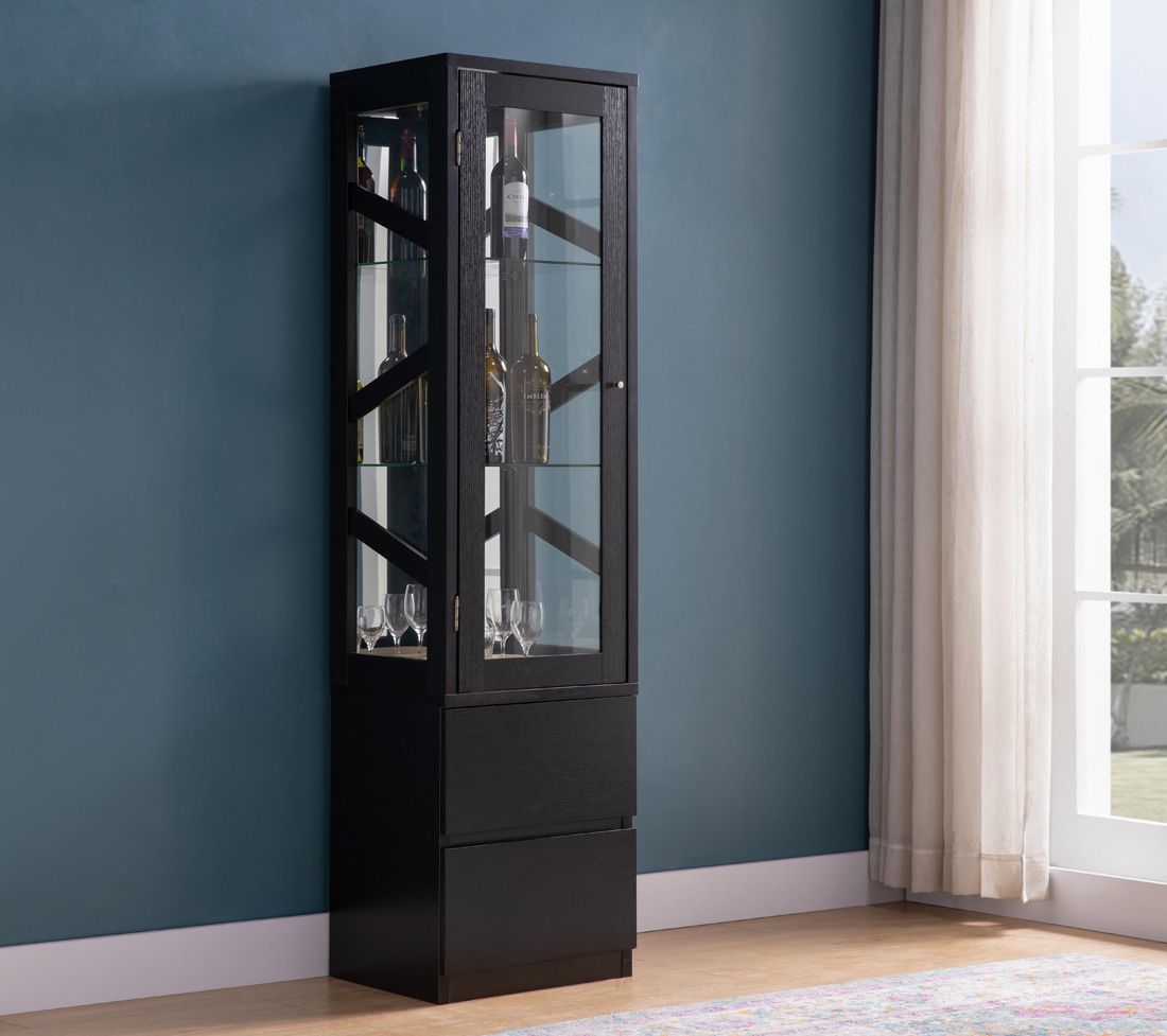 Currier Black Finish Curio Cabinet