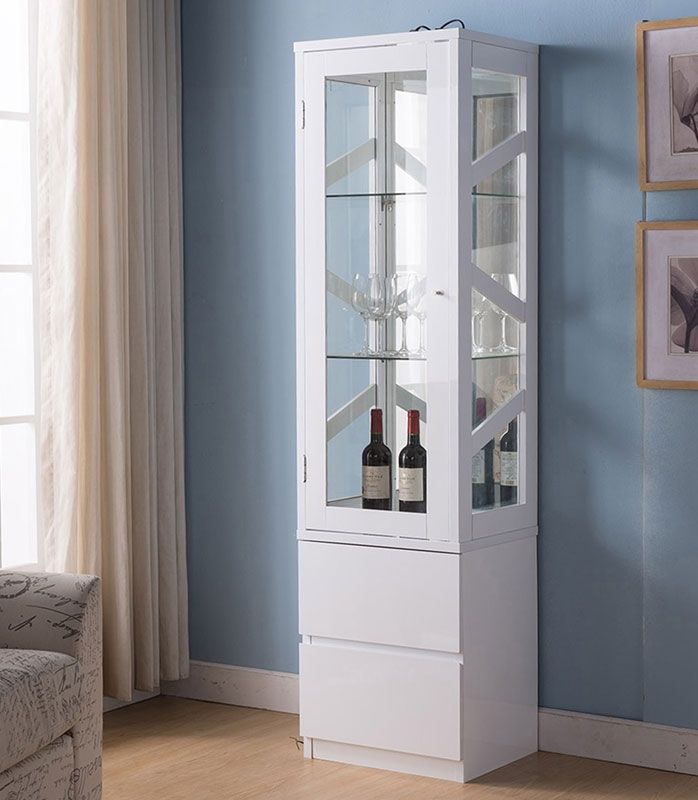 Currier White Finish Curio Cabinet,Currier White Curio Cabinet