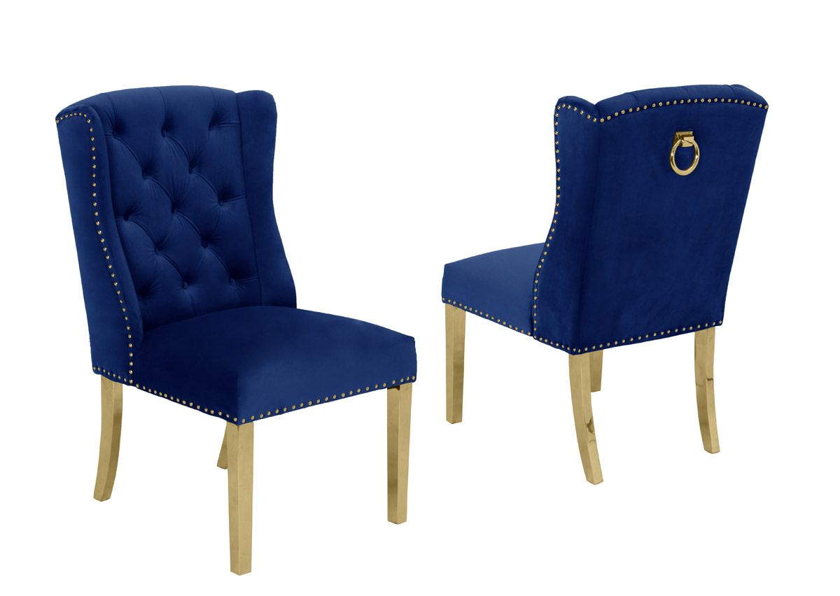Curver Nay Blue Velvet Chair Gold