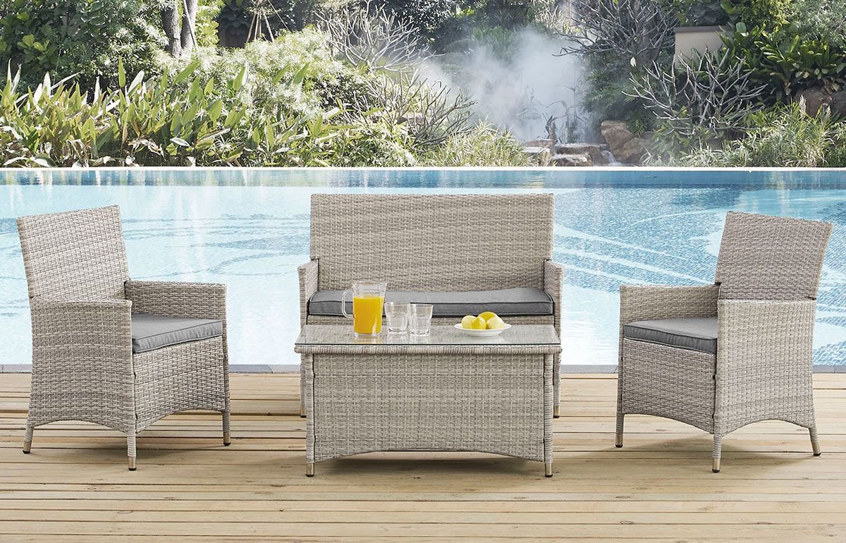 Cypress Outdoor Conversation Set With Grey Cushions