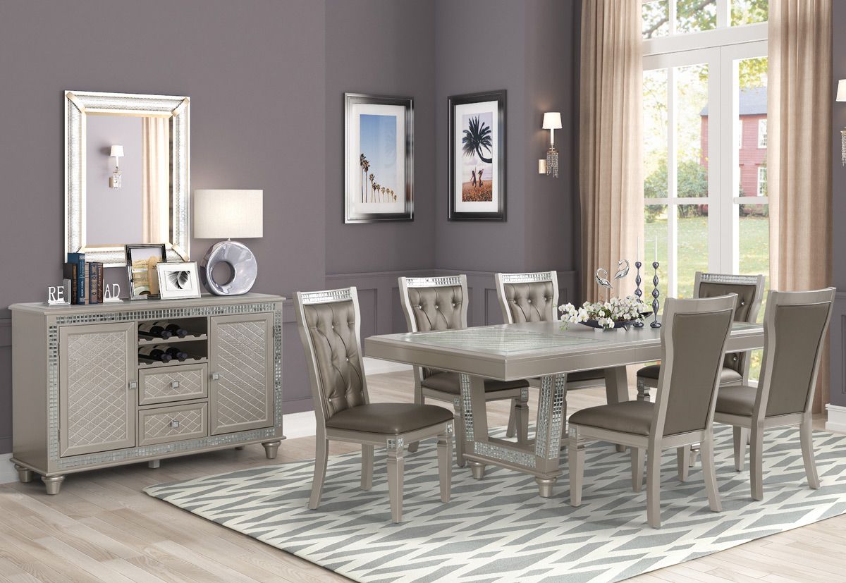 Dafne Mirrored Dining Table Set
