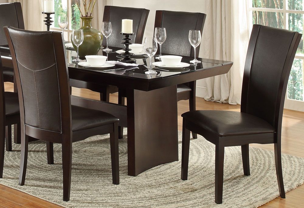 Daisy Espresso Leather Chair,Daisy Table, Dark Brown Chairs and Server,Daisy Contemporary Formal Dining Table Set,Daisy Server,Daisy White Leather Chair