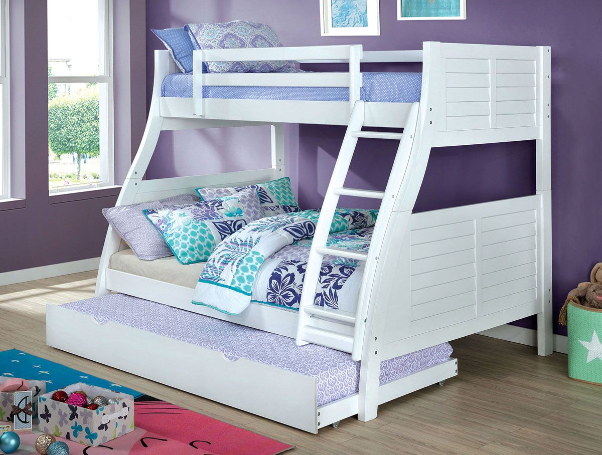 Dakota White Finish Bunk Bed Twin Full