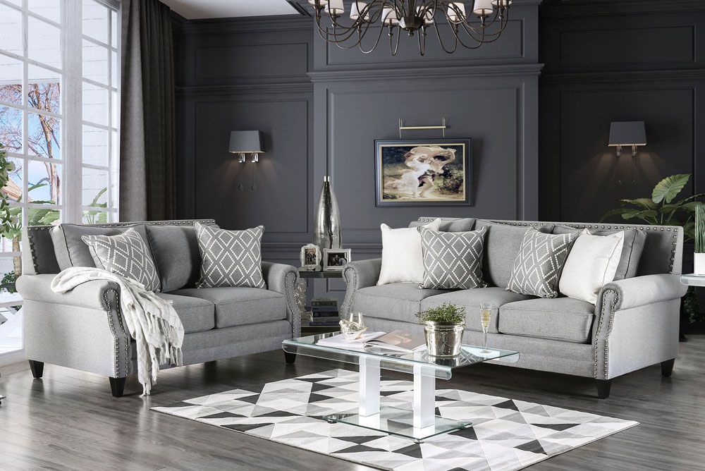 Dalena Gray Fabric Living Room