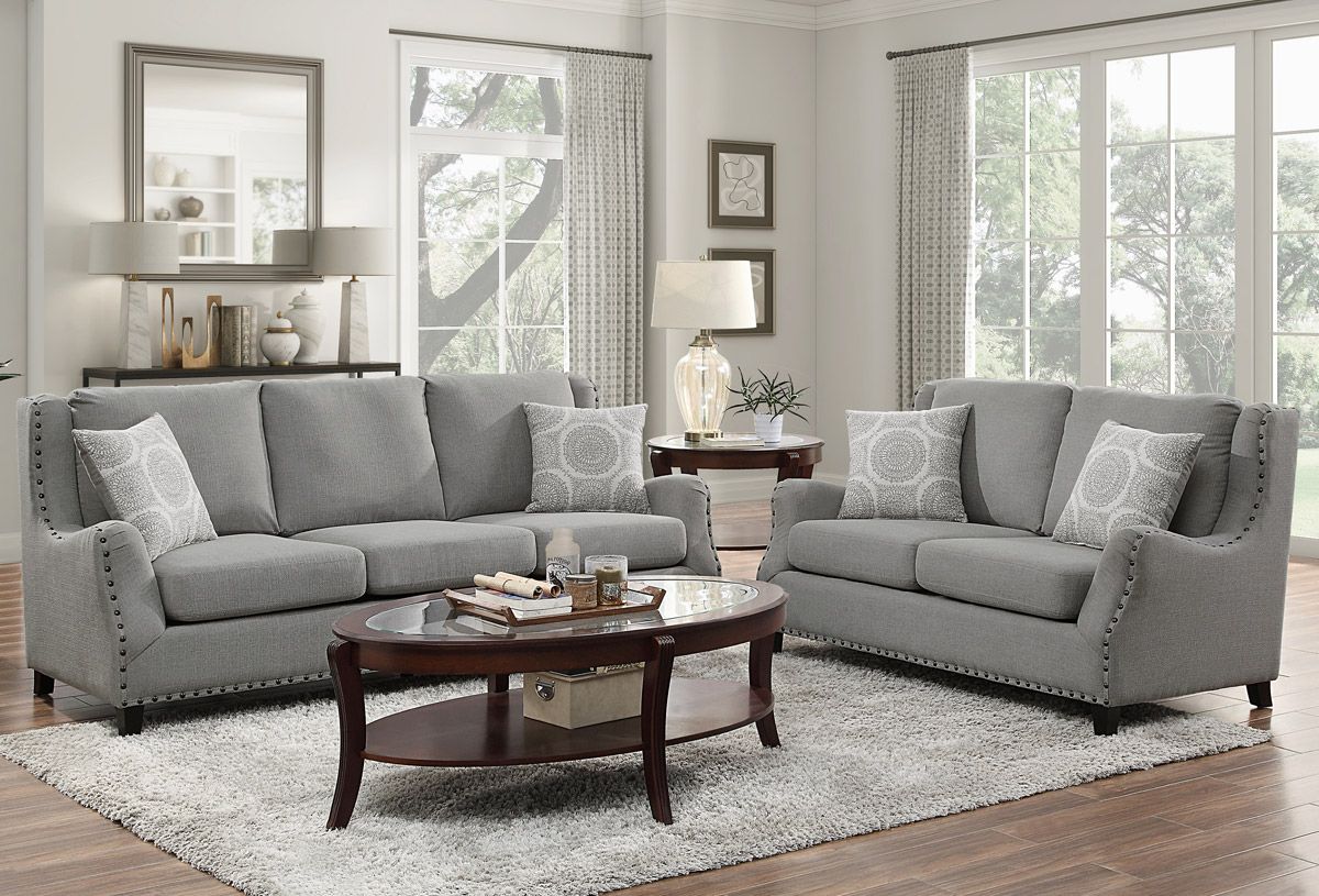 Dalton Grey Fabric Living Room