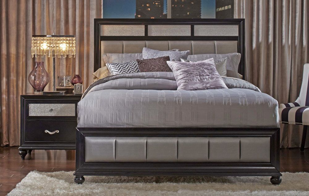 Danielle Bed With Metallic Leatherette Cushions