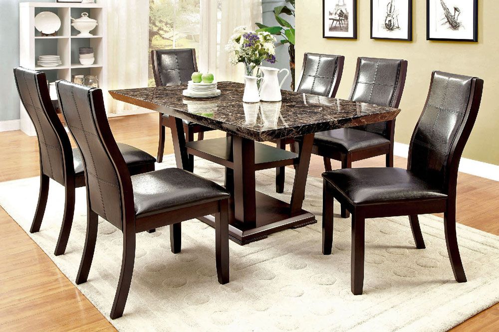 Danville Marble Top Dining Table Set