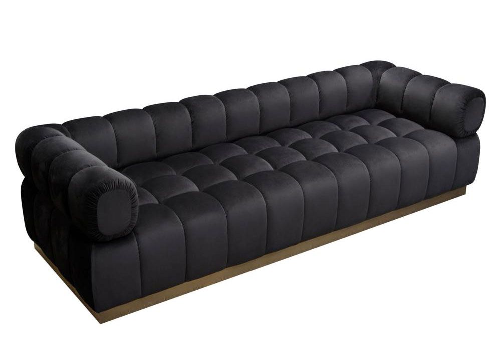 Dasha Black Velvet Sofa With Gold Base