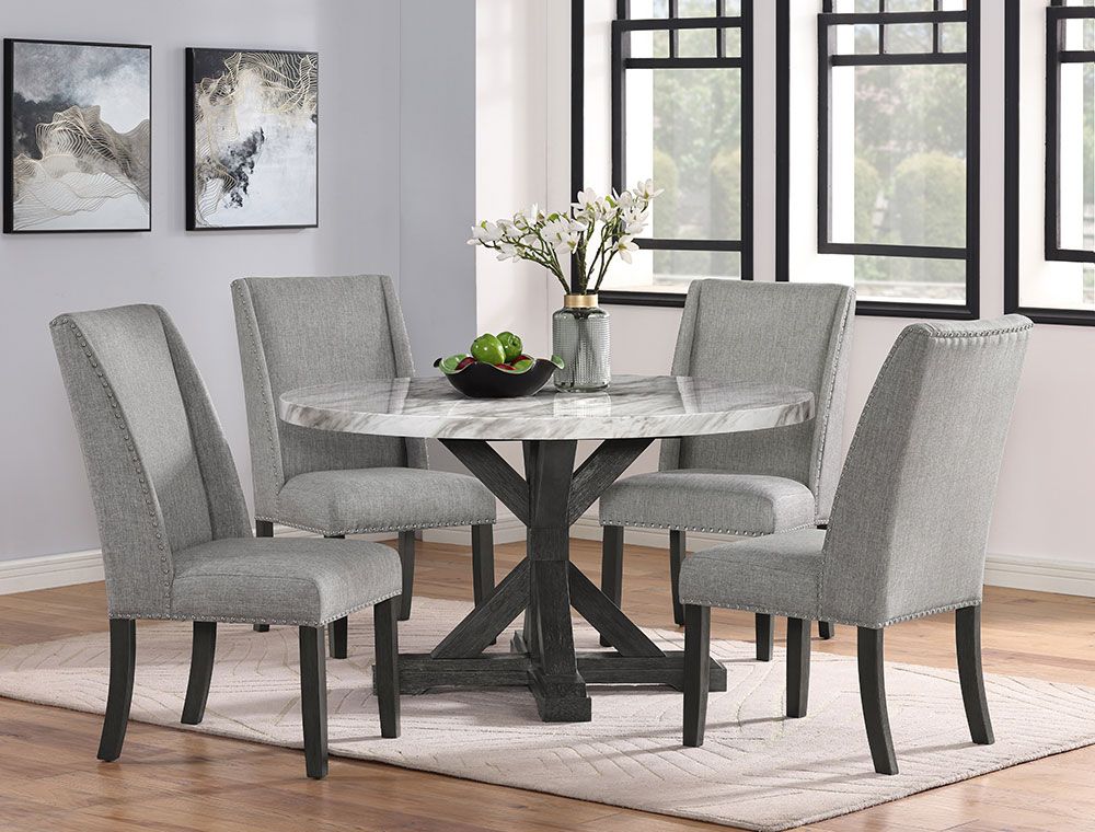 Debbie Round Faux Marble Dining Table Set