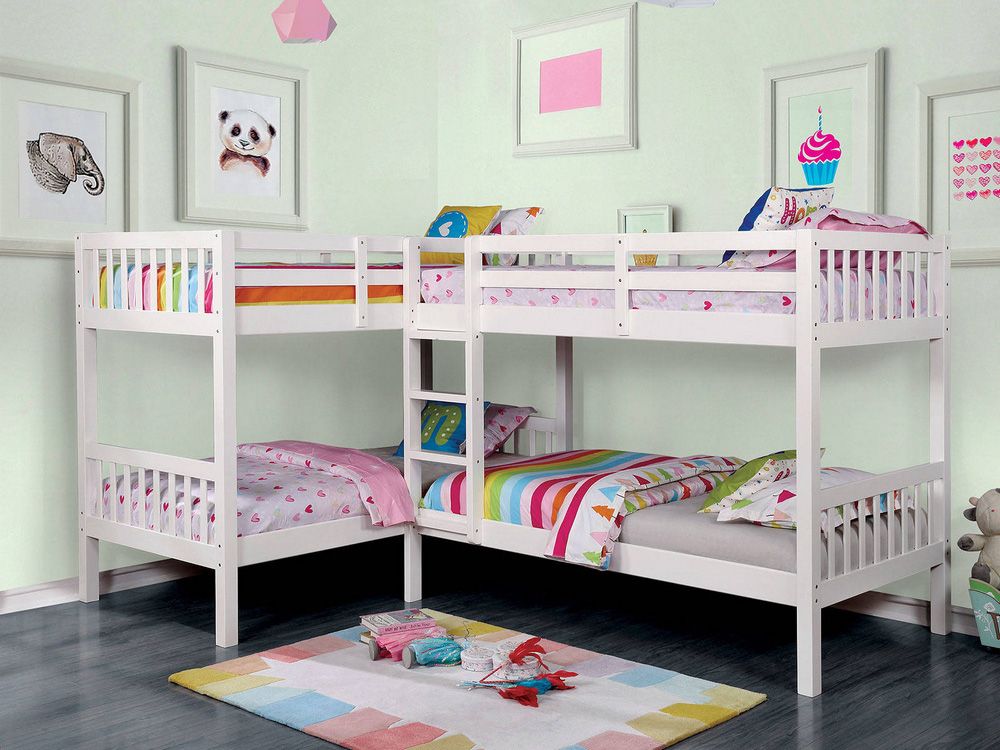 Debny White Quadruple Twin Bunkbed