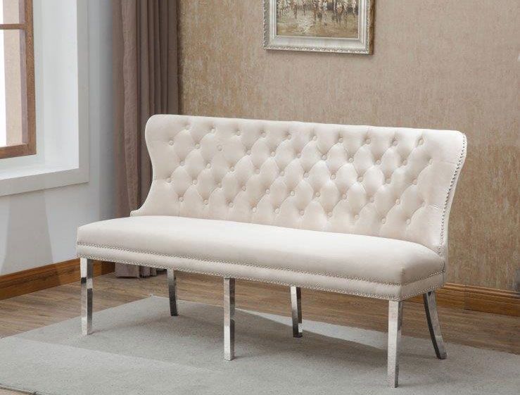 Deckard Beige Velvet Bench Chair