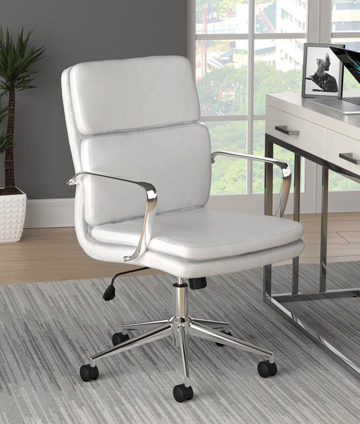 Deco White Leather Modern Office Chair