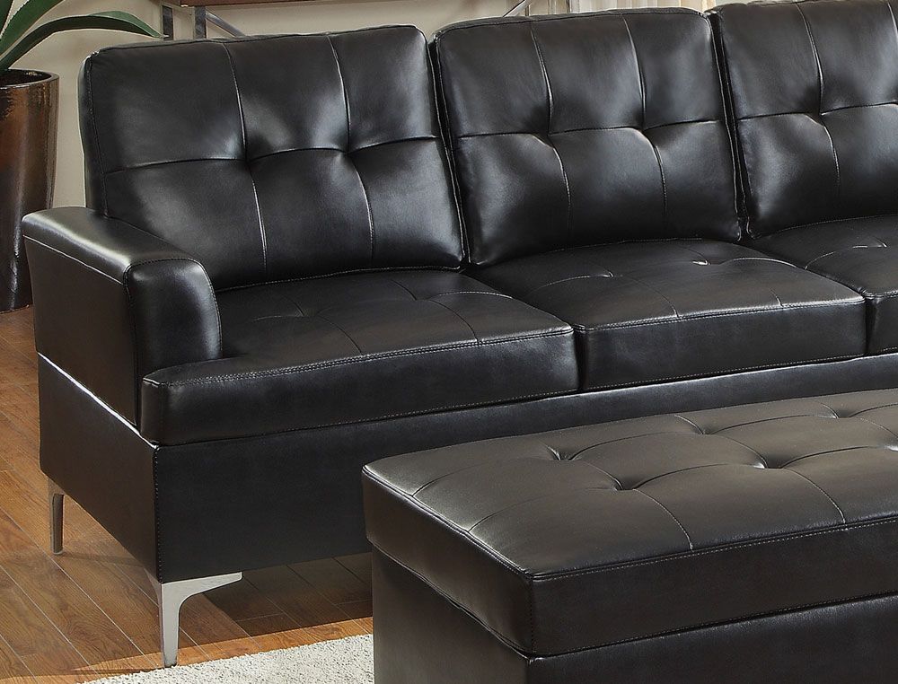 Degah Black Leather Sectional,Degah Modern Sectional Sofa Set