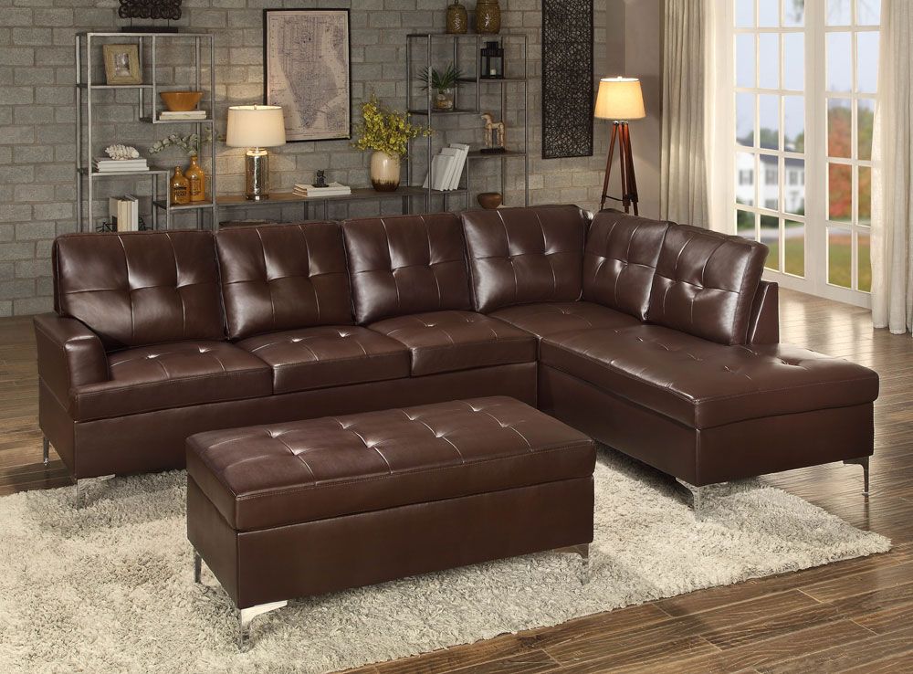 Degah Brown Leather Modern Sectional