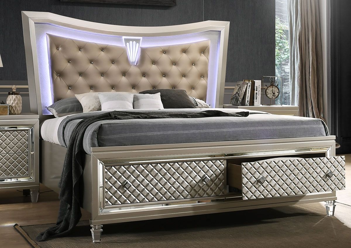 Dehon Storage Bed With LED Lights