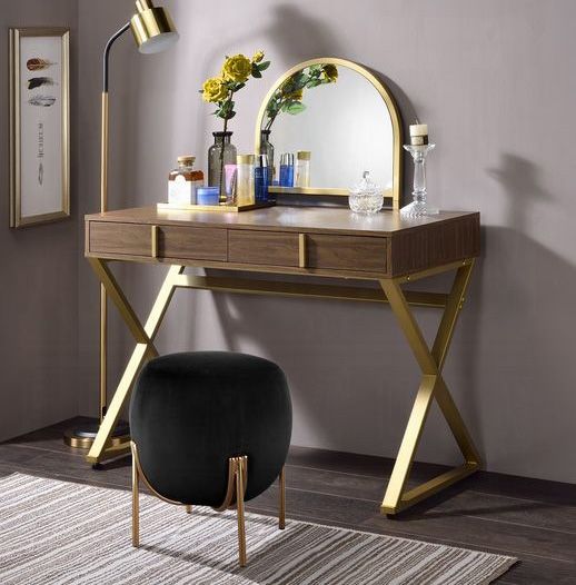 Delaney Walnut Desk With Mirror