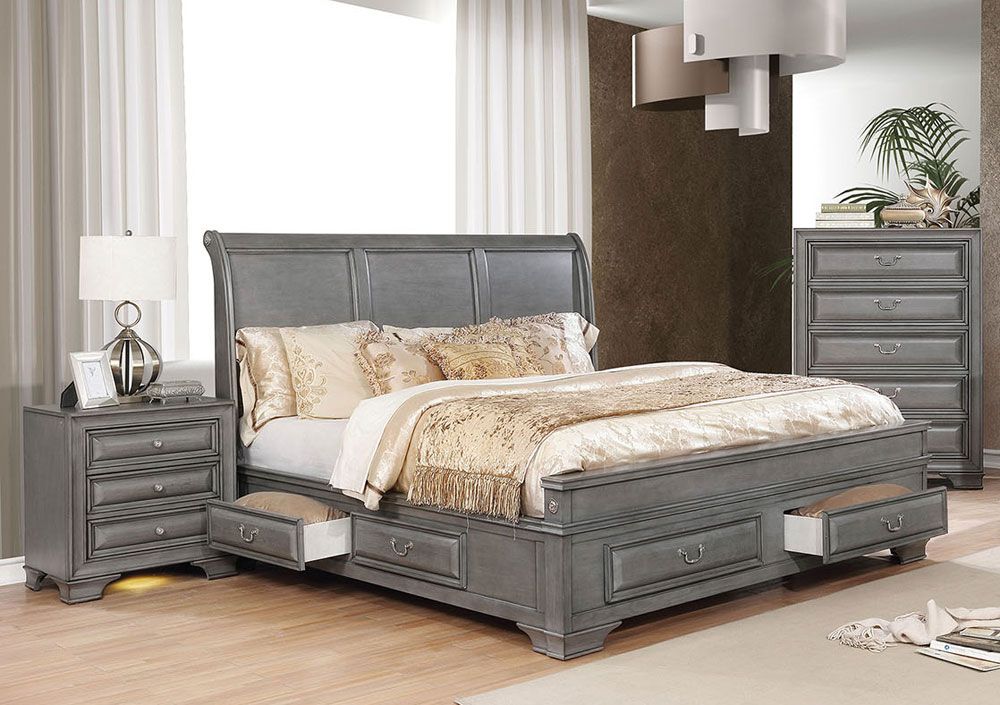 Delano Gray Finish Storage Bed