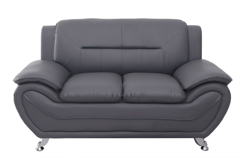 Deliah Grey Leatherette Love Seat