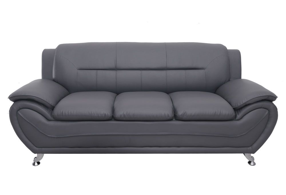 Deliah Grey Leatherette Sofa
