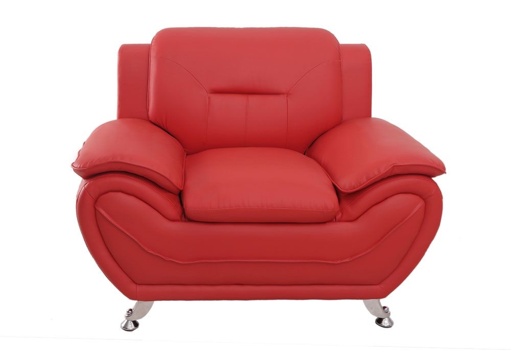 Deliah Red Leatherette Chair,Deliah Red Leatherette Love Seat,Deliah Red Leather Modern Sofa,Deliah Red Leatherette Sofa