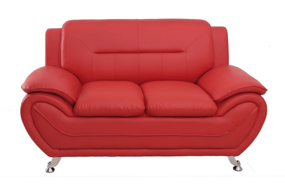 Deliah Red Leatherette Love Seat