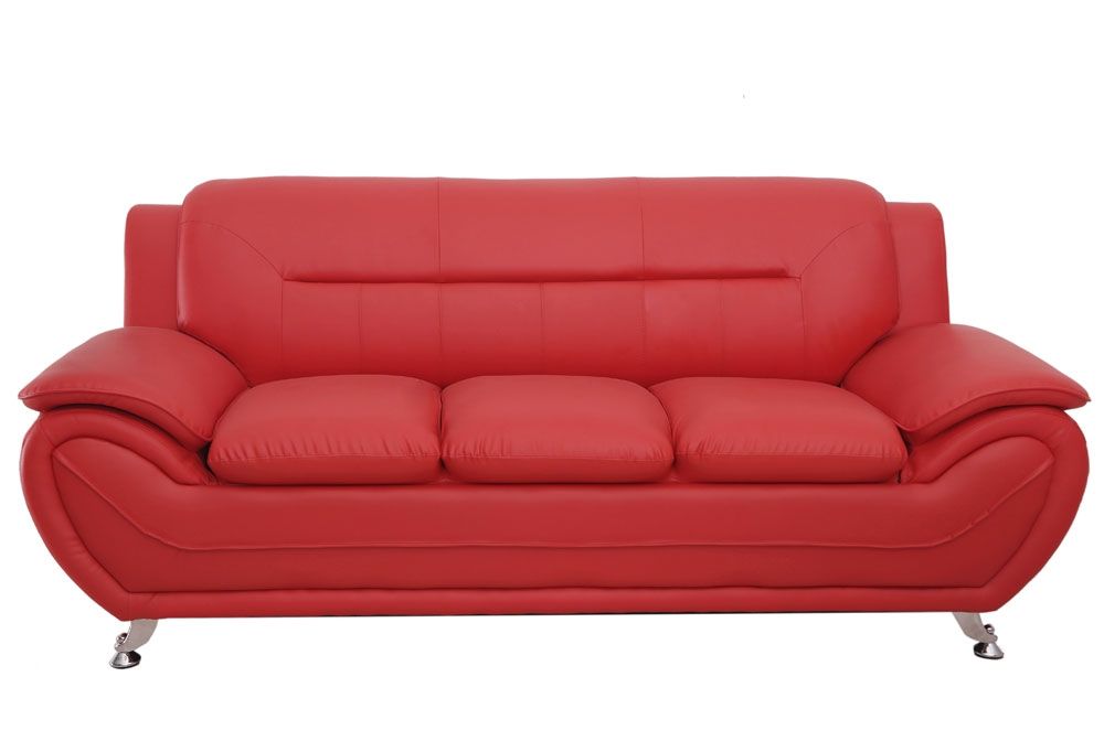 Deliah Red Leatherette Sofa
