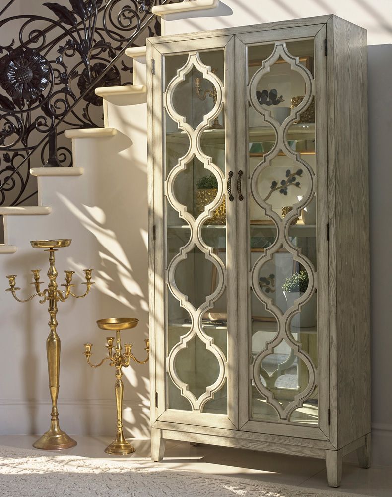 Delso Antique White Curio Cabinet