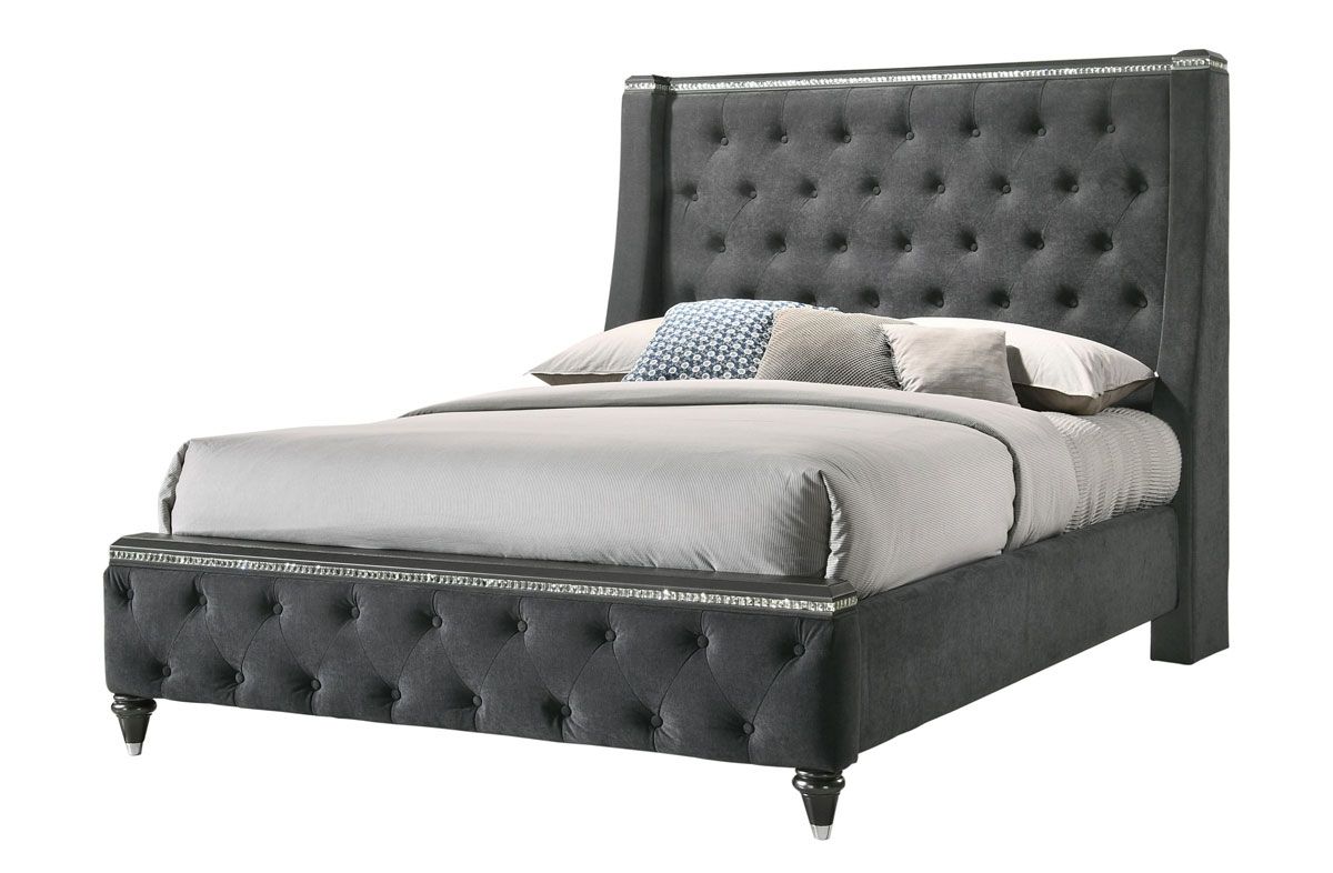 Demi Gray Fabric Upholstered Bed