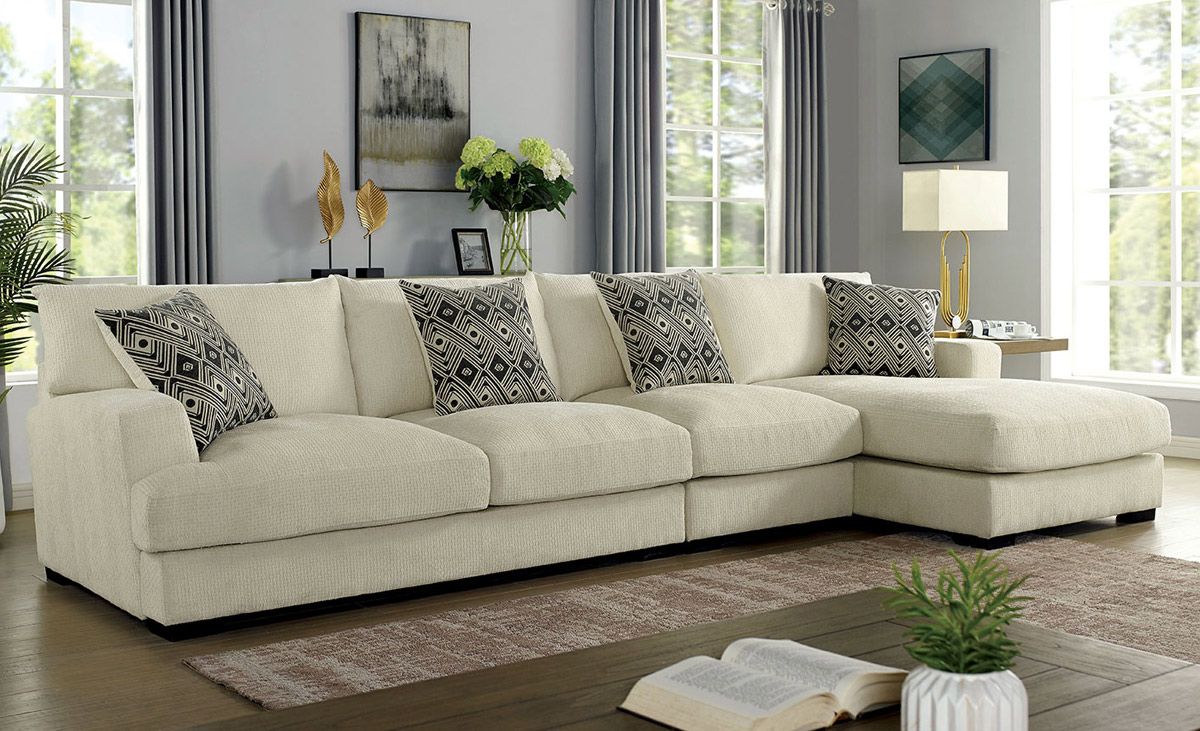 Denice Beige Sectional With Armless Chair