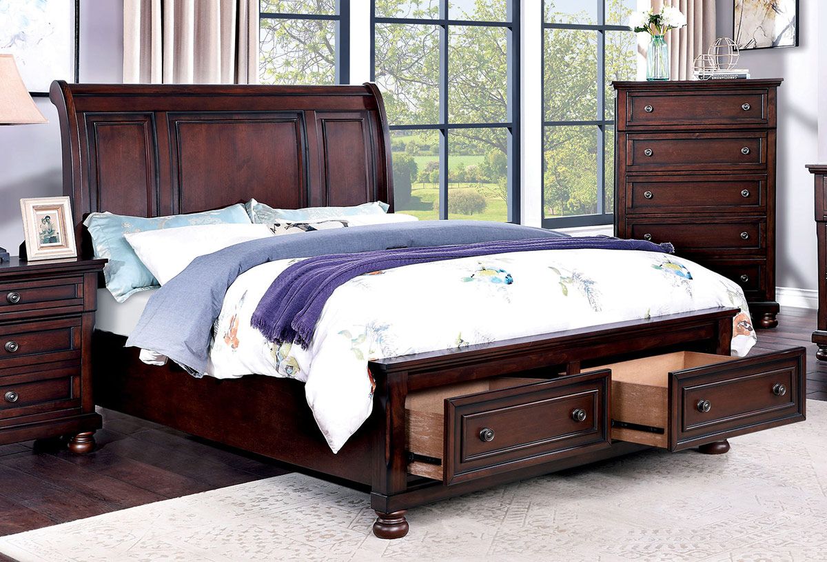 Deniro Transitional Style Bed With Storage Drawers