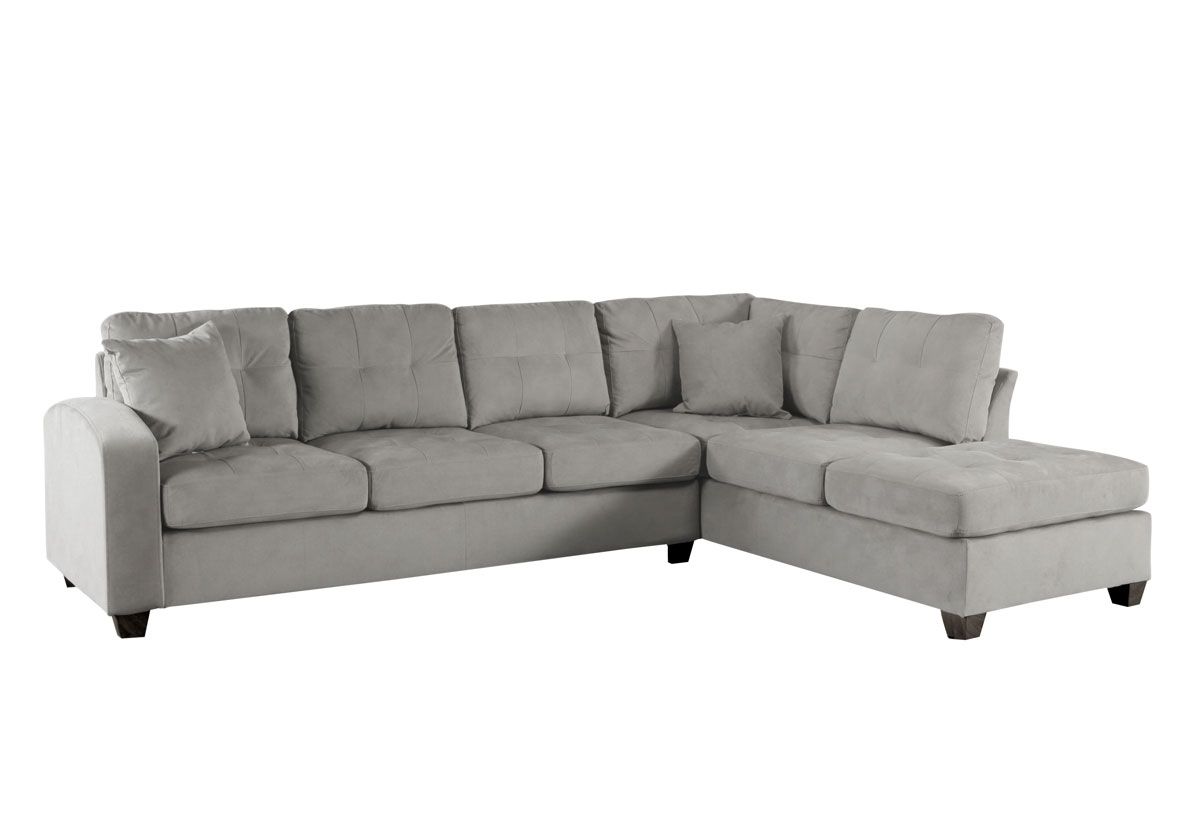 Denton Grey Velvet Sectional Sofa
