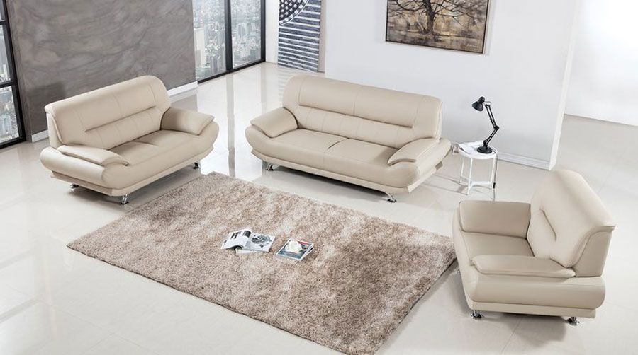 Denzel Beige Leather Sofa Set