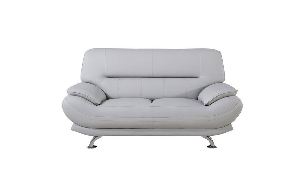 Denzel Light Gray Leather Love Seat