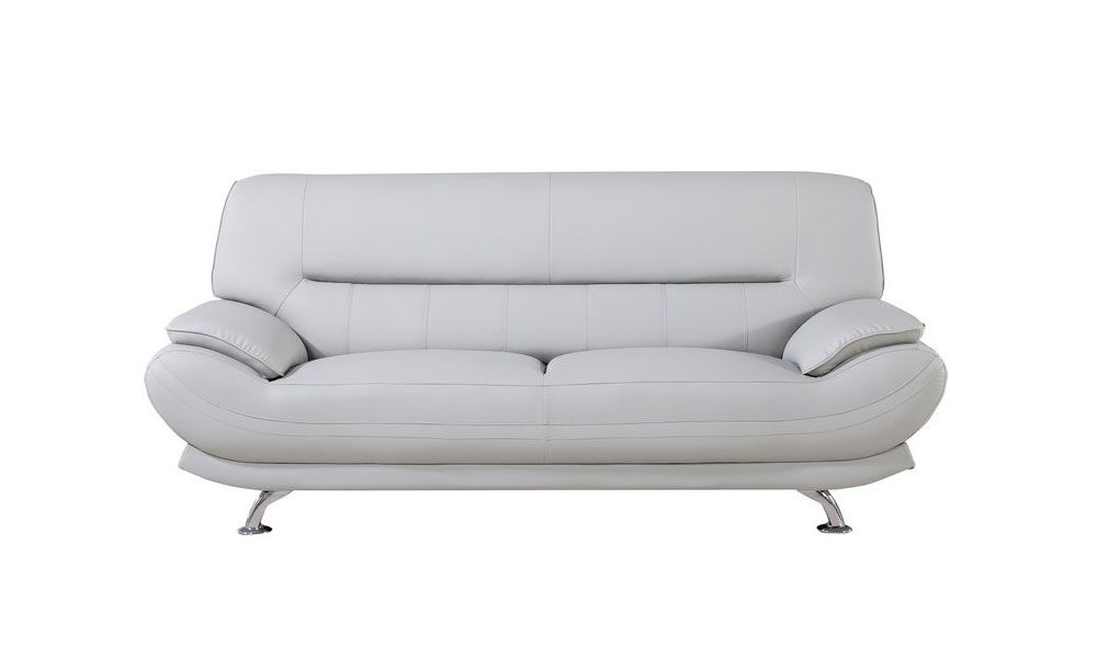 Denzel Light Gray Leather Sofa
