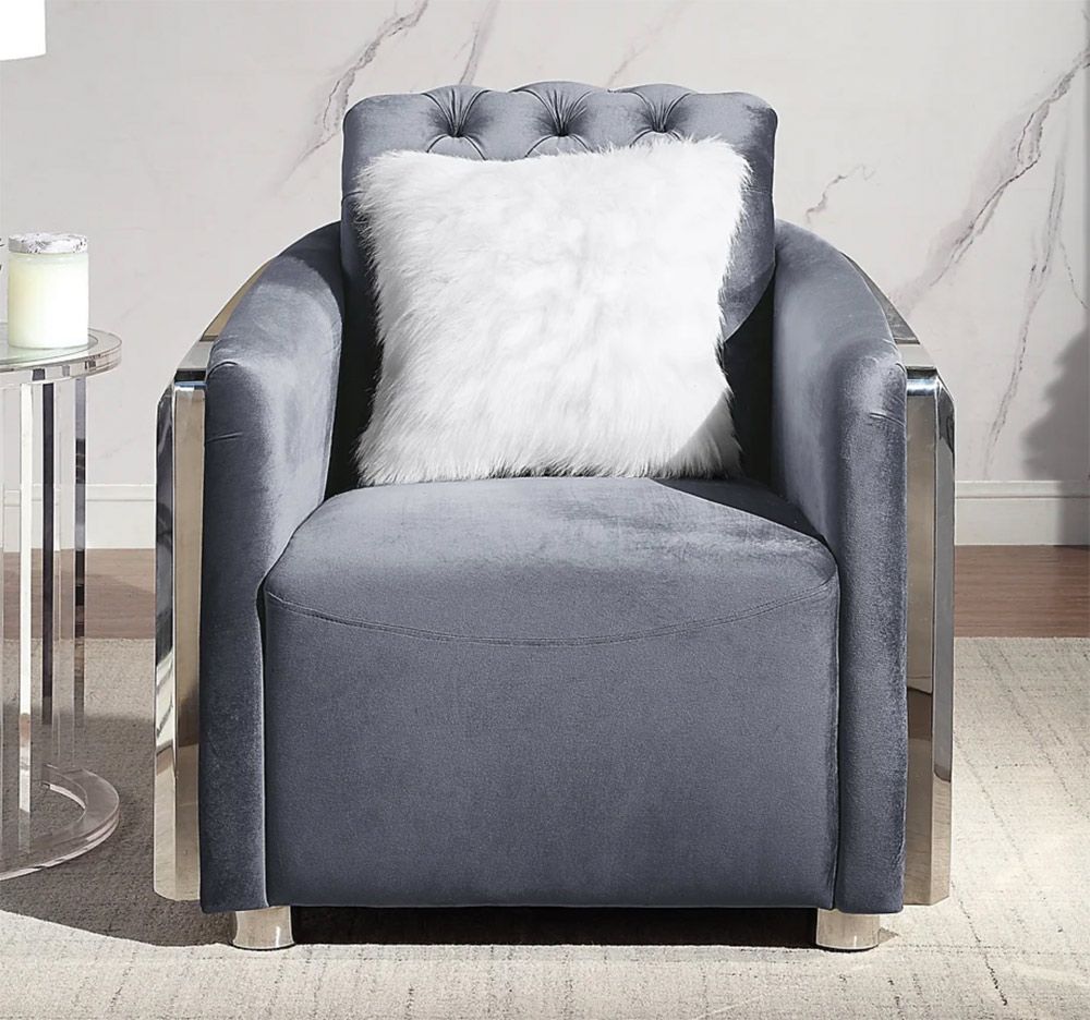 Deon Grey Velvet Chair
