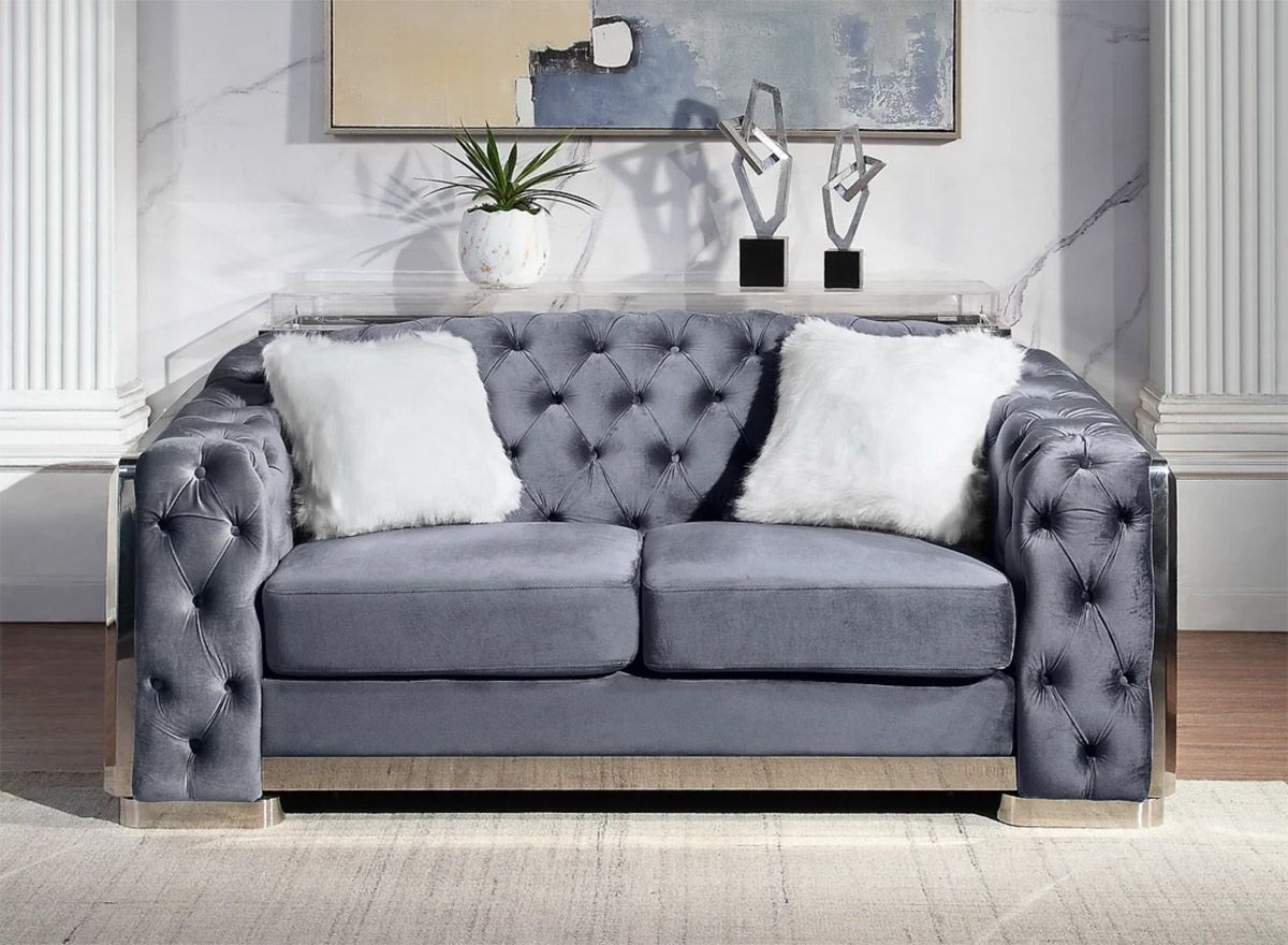 Deon Grey Velvet Loveseat