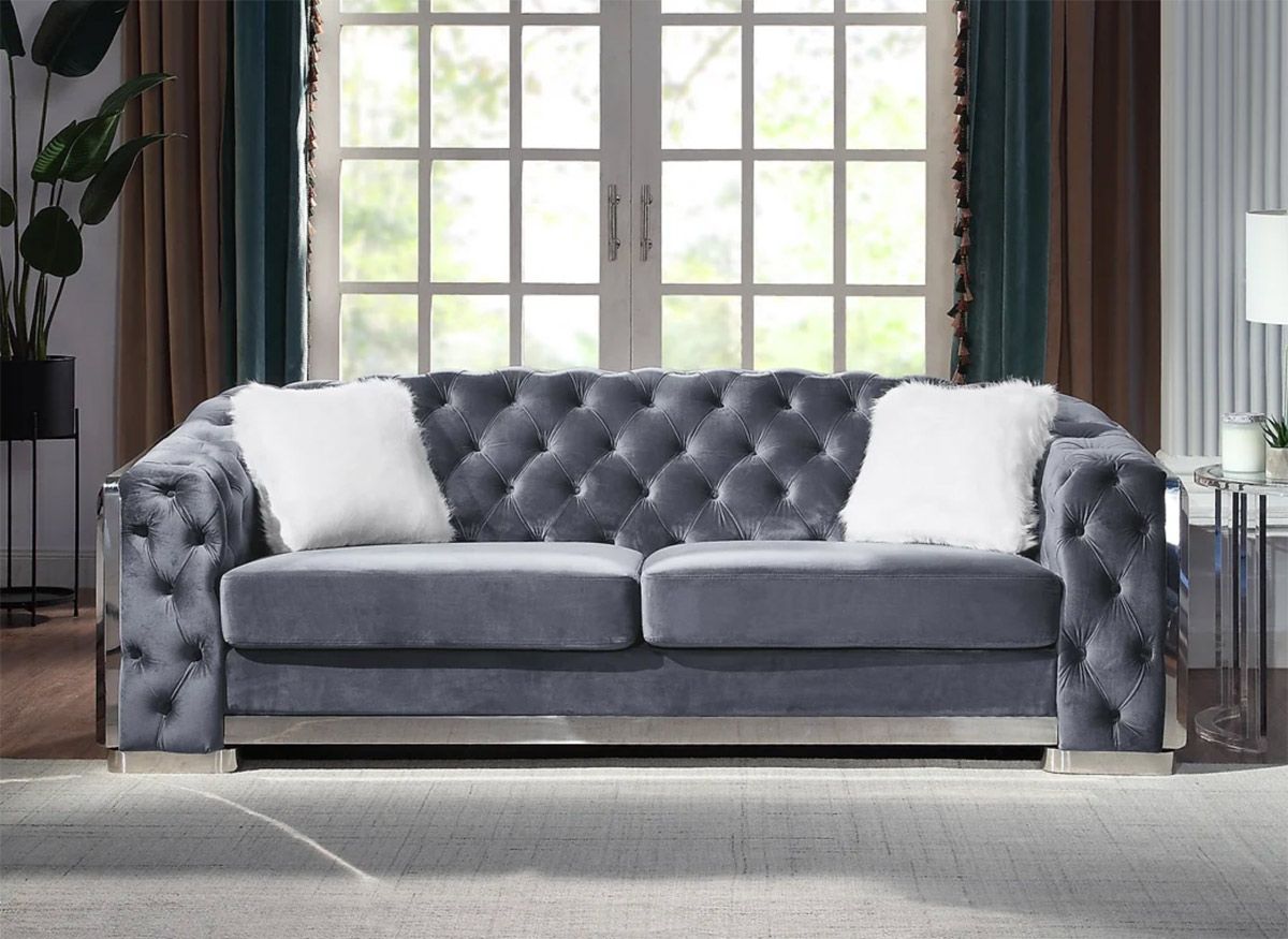 Deon Grey Velvet Sofa