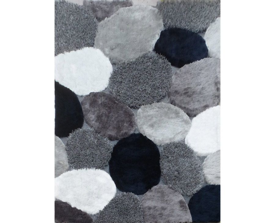 Modern Grey Navy Shag Rug Design 25