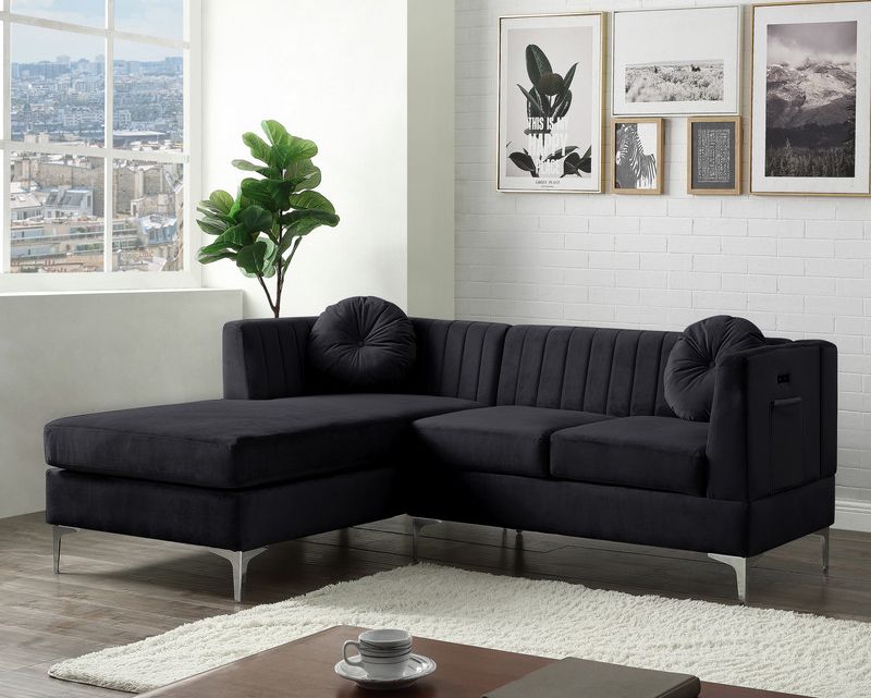 Destino Black Velvet Reversible Sectional