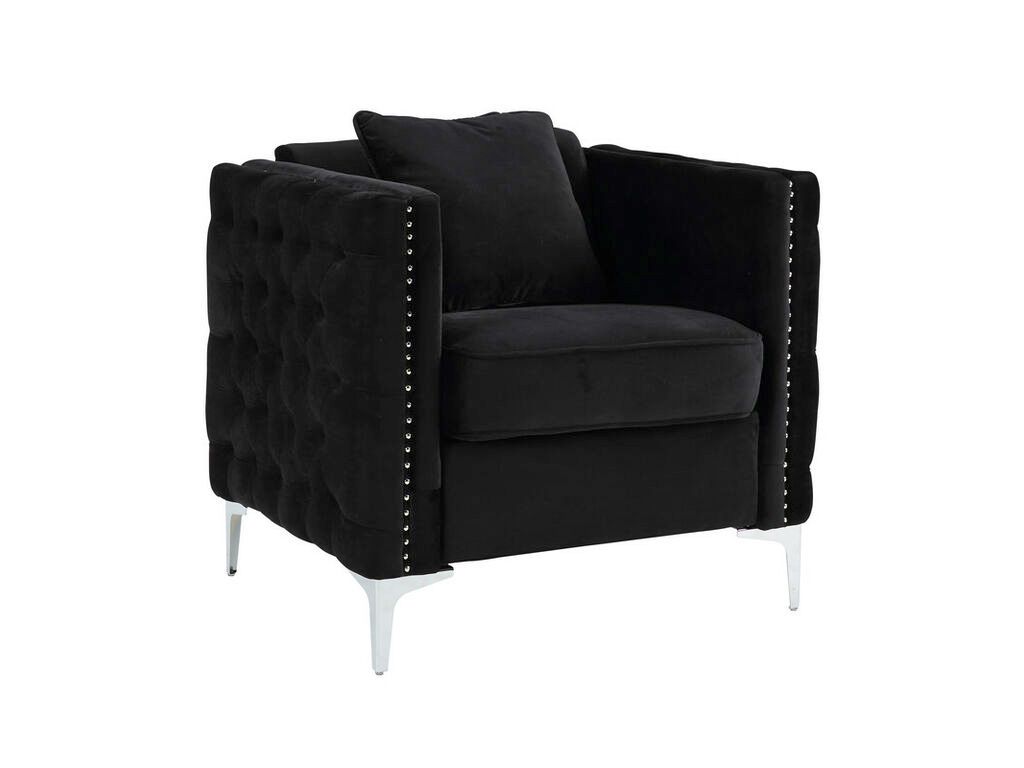 Devan Tufted Black Velvet Modern Chair