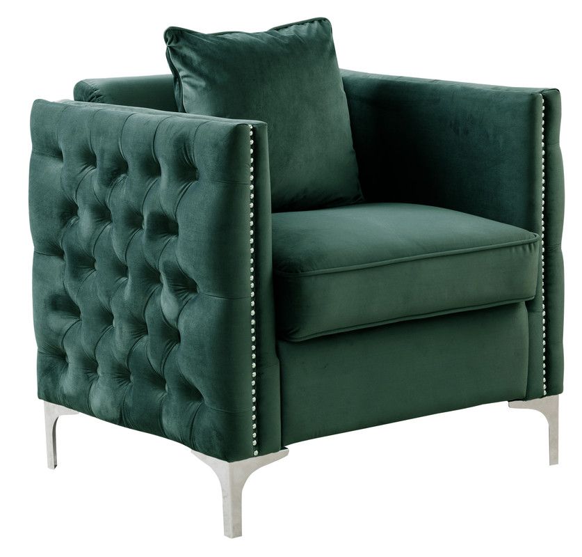 Devan Tufted Green Velvet Chair